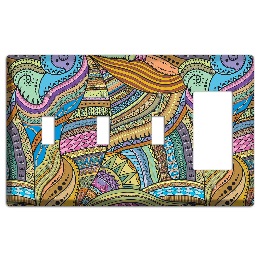 Retro Flourish 6 3 Toggle / Rocker Wallplate