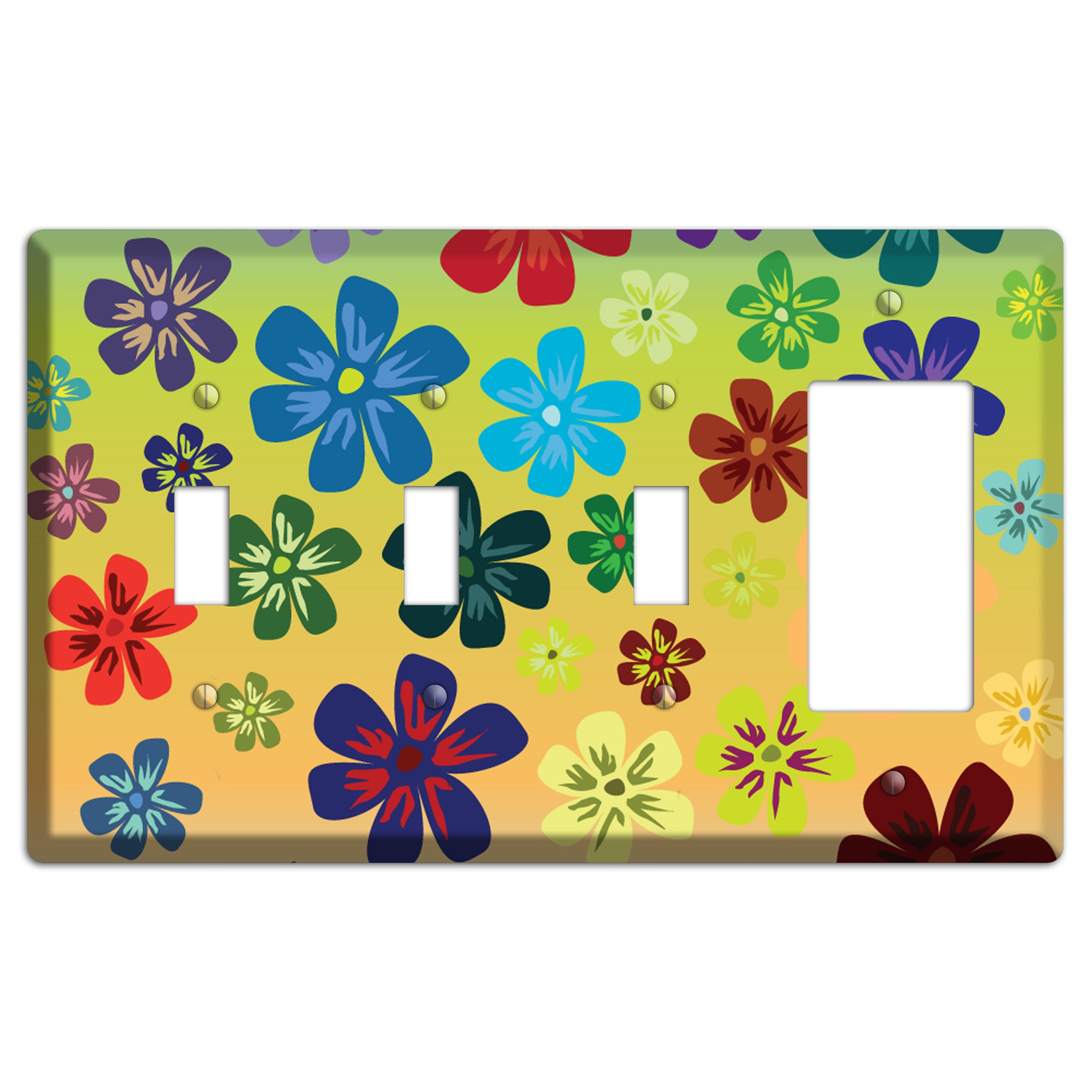 Black Flowers 3 Toggle / Rocker Wallplate