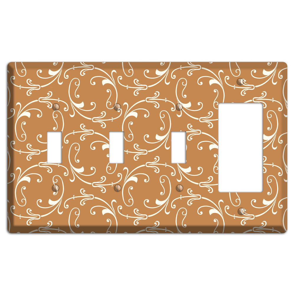 Gold Victorian Sprig 3 Toggle / Rocker Wallplate