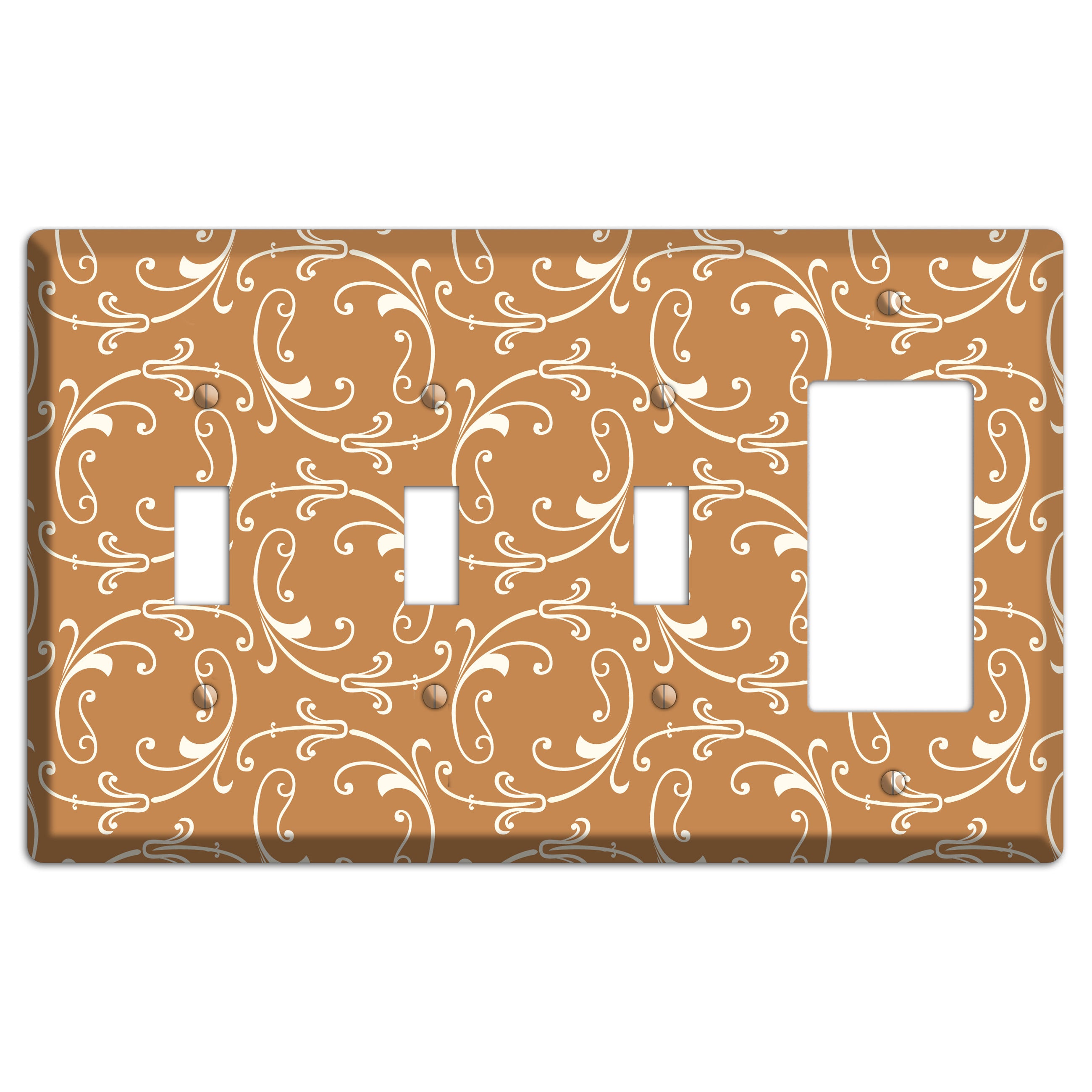 Gold Victorian Sprig 3 Toggle / Rocker Wallplate