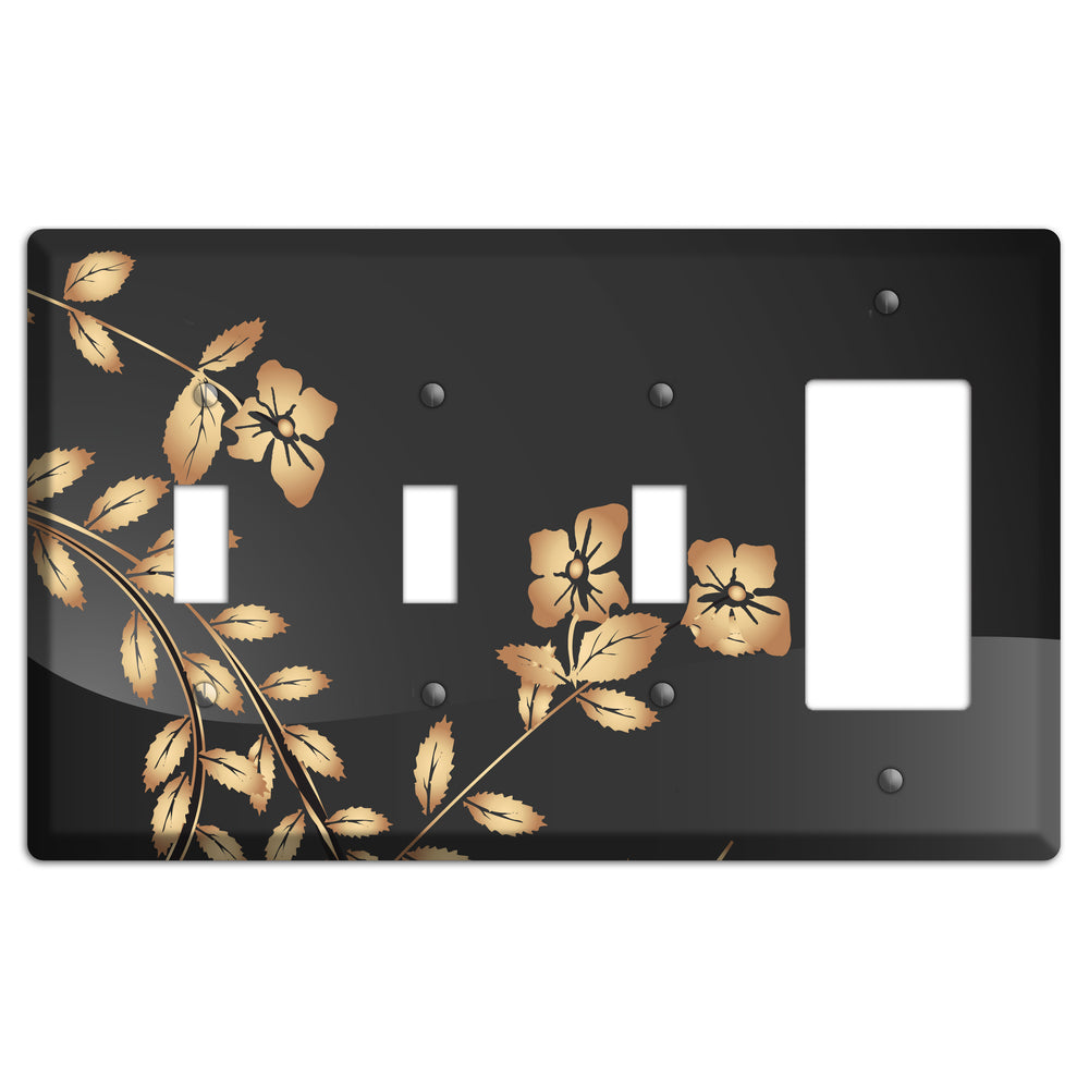Black Sprig 3 Toggle / Rocker Wallplate