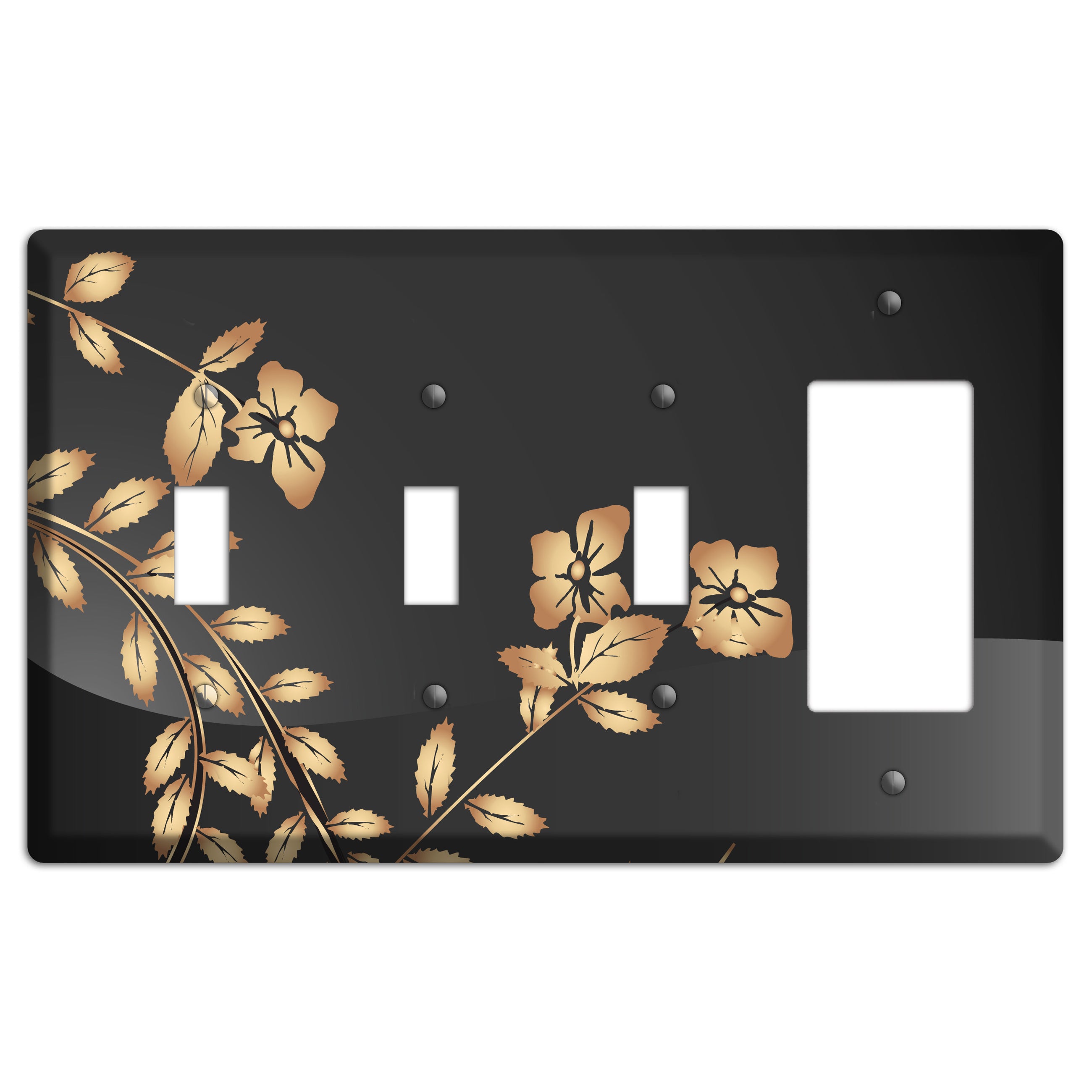 Black Sprig 3 Toggle / Rocker Wallplate