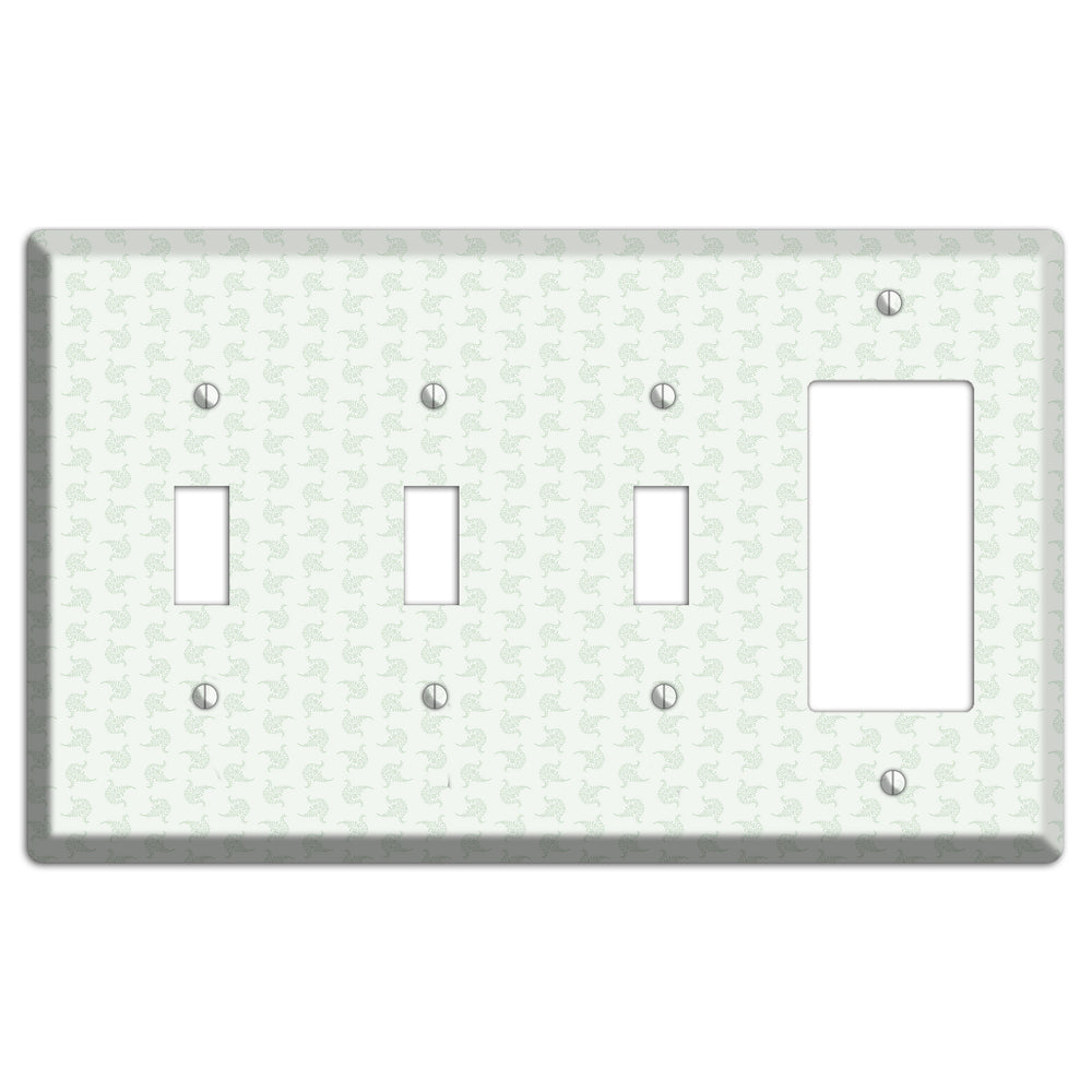Mint Tiny Trefoil Cartouche 3 Toggle / Rocker Wallplate