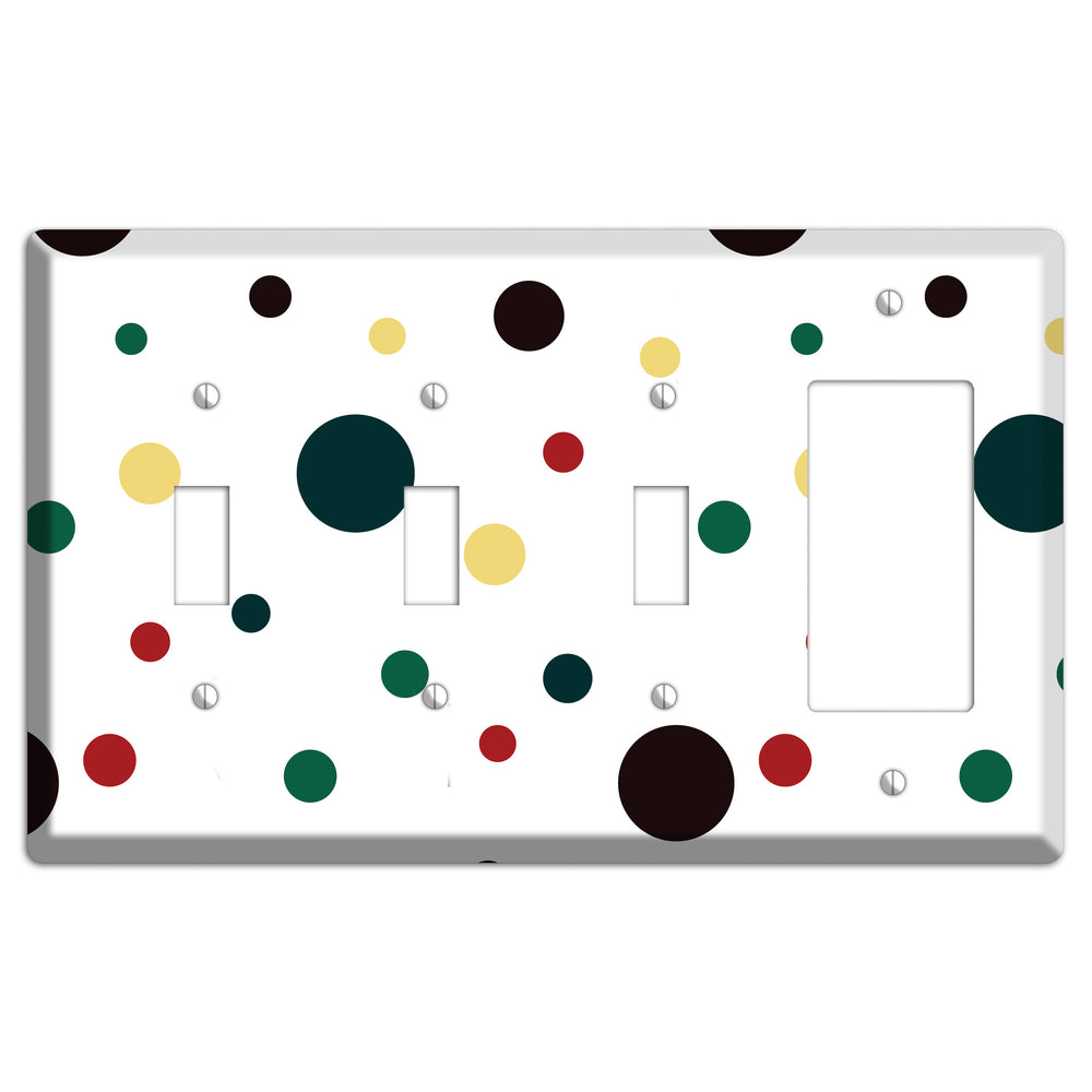White with Multi Color Medium Dots 2 3 Toggle / Rocker Wallplate