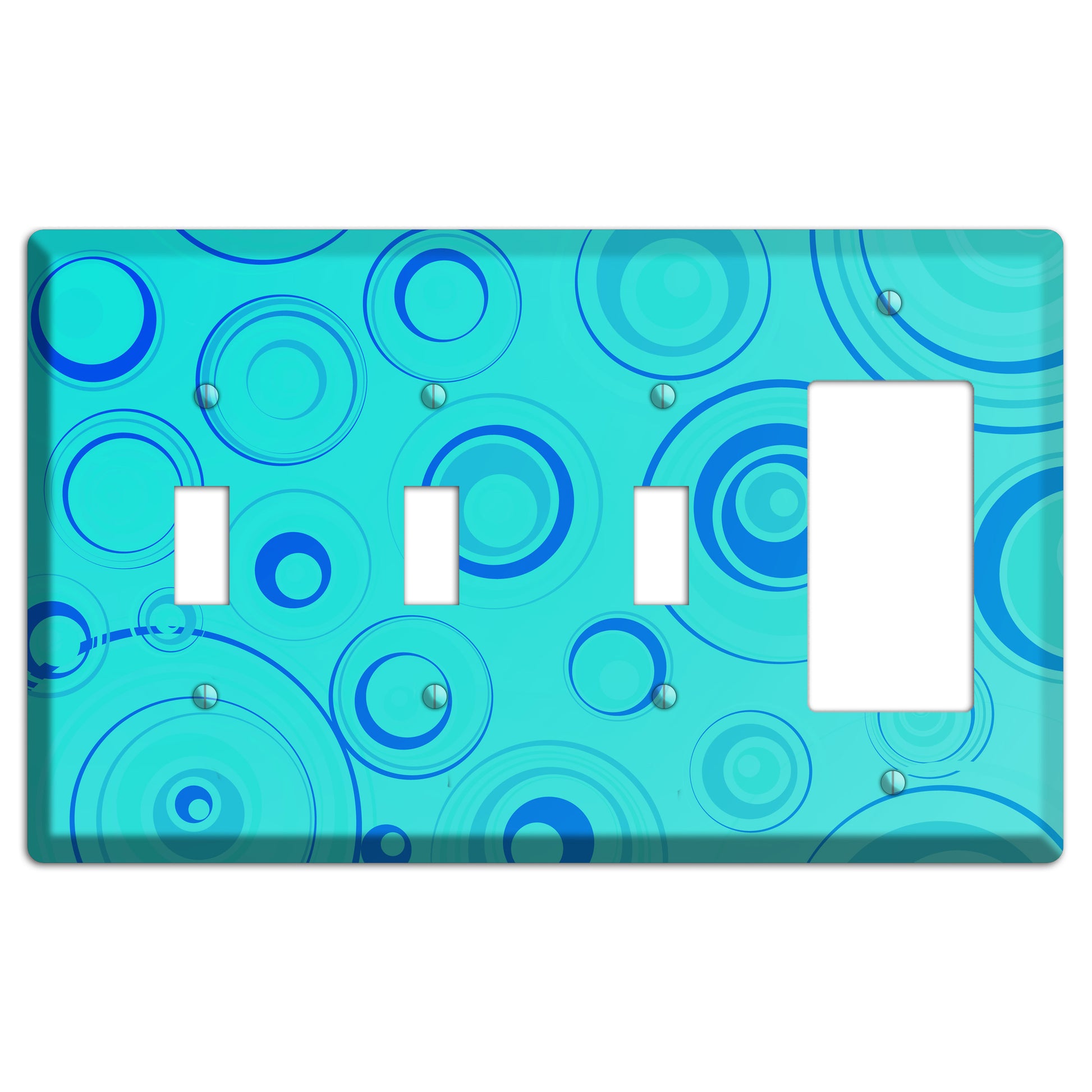 Turquoise Circles 3 Toggle / Rocker Wallplate