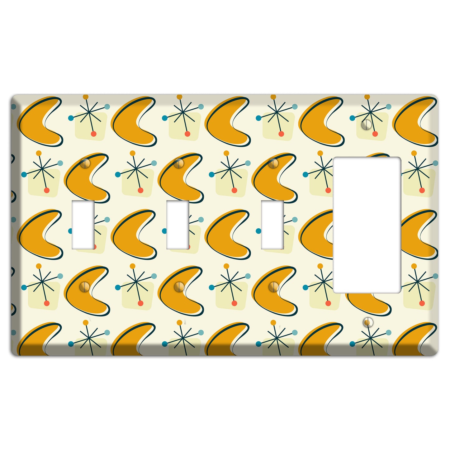 Yellow Boomerang 3 Toggle / Rocker Wallplate