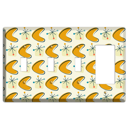 Yellow Boomerang 3 Toggle / Rocker Wallplate