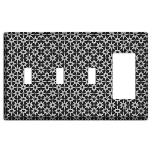 Black with Stainless Foulard 3 Toggle / Rocker Wallplate