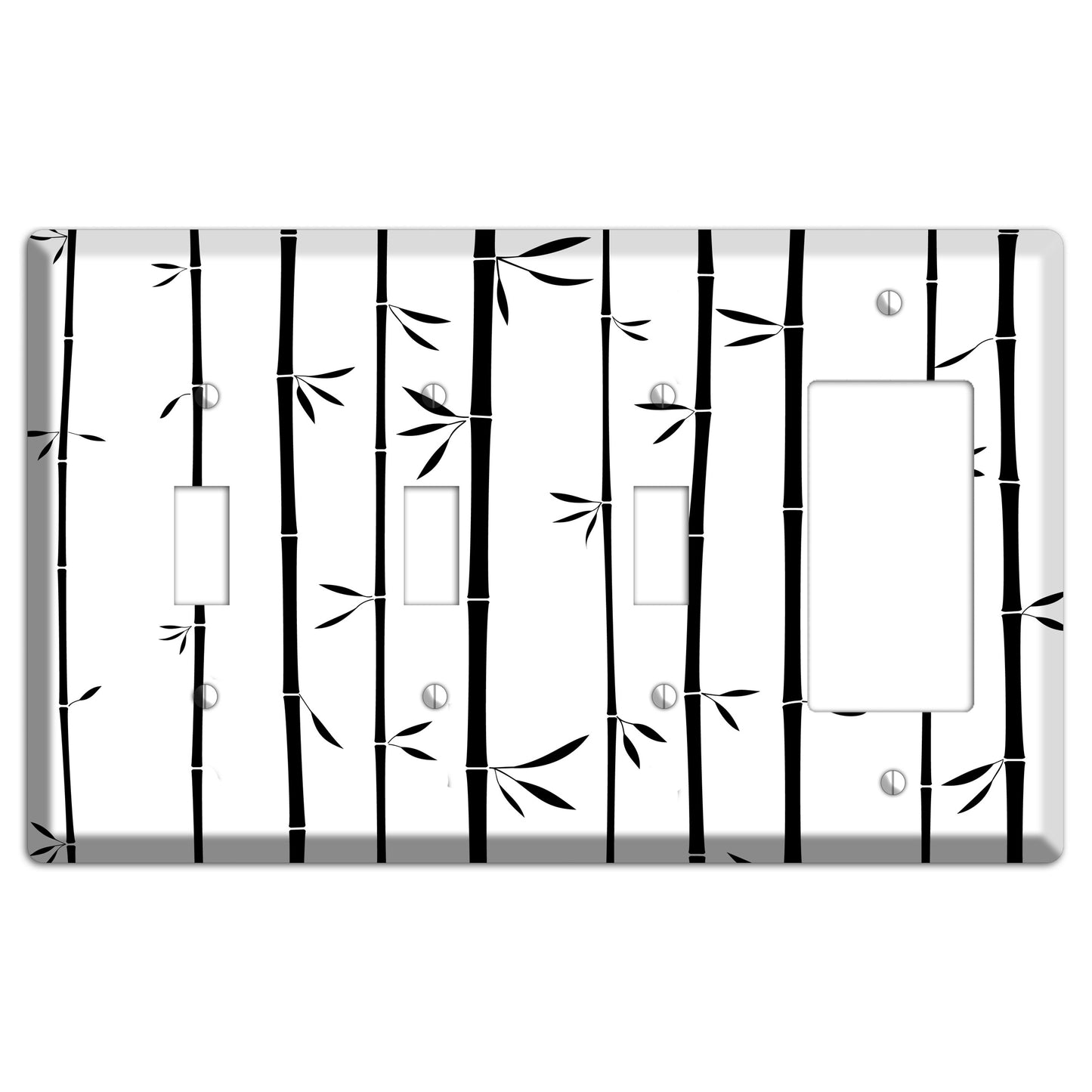 Black and White Bamboo 3 Toggle / Rocker Wallplate