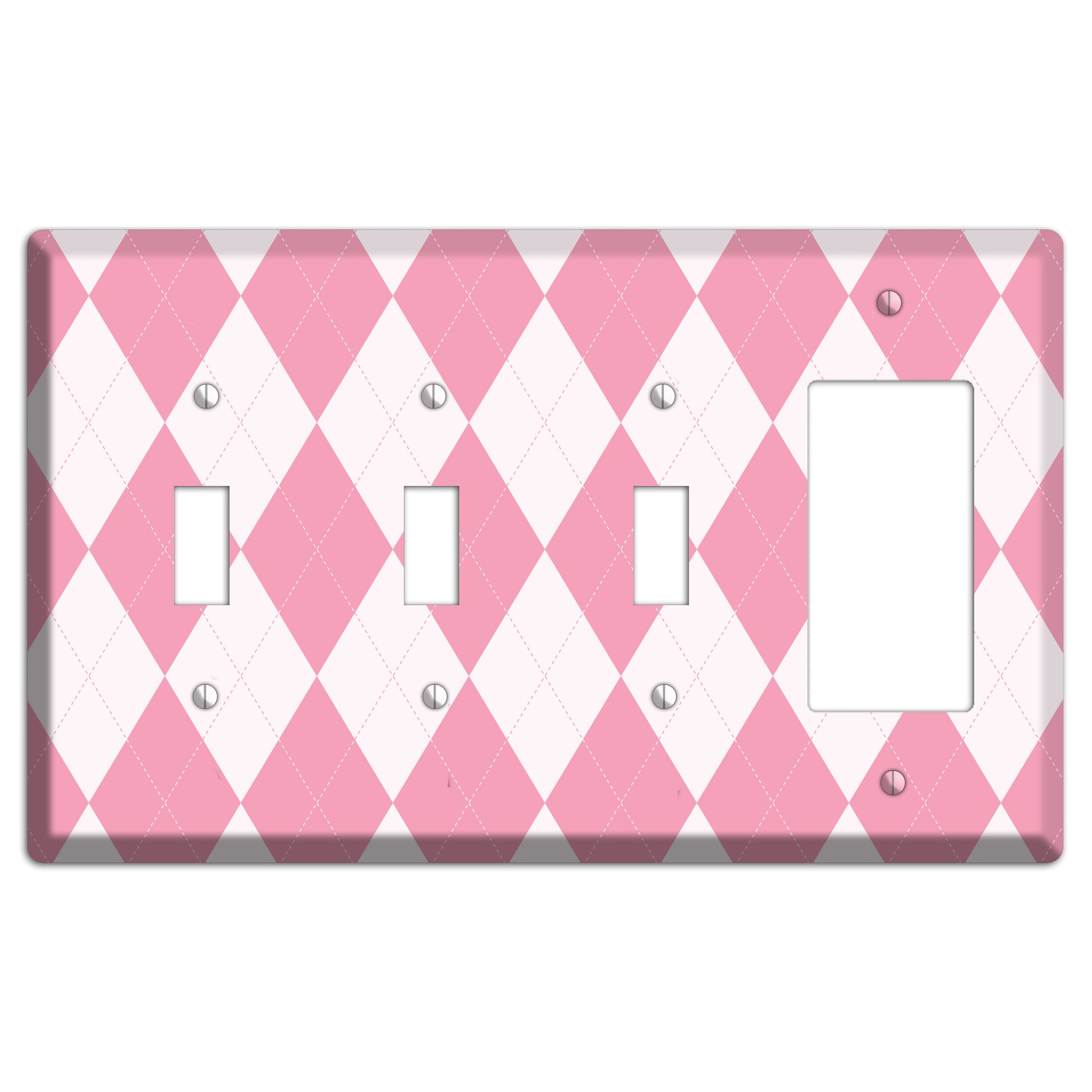 Pink Argyle 3 Toggle / Rocker Wallplate