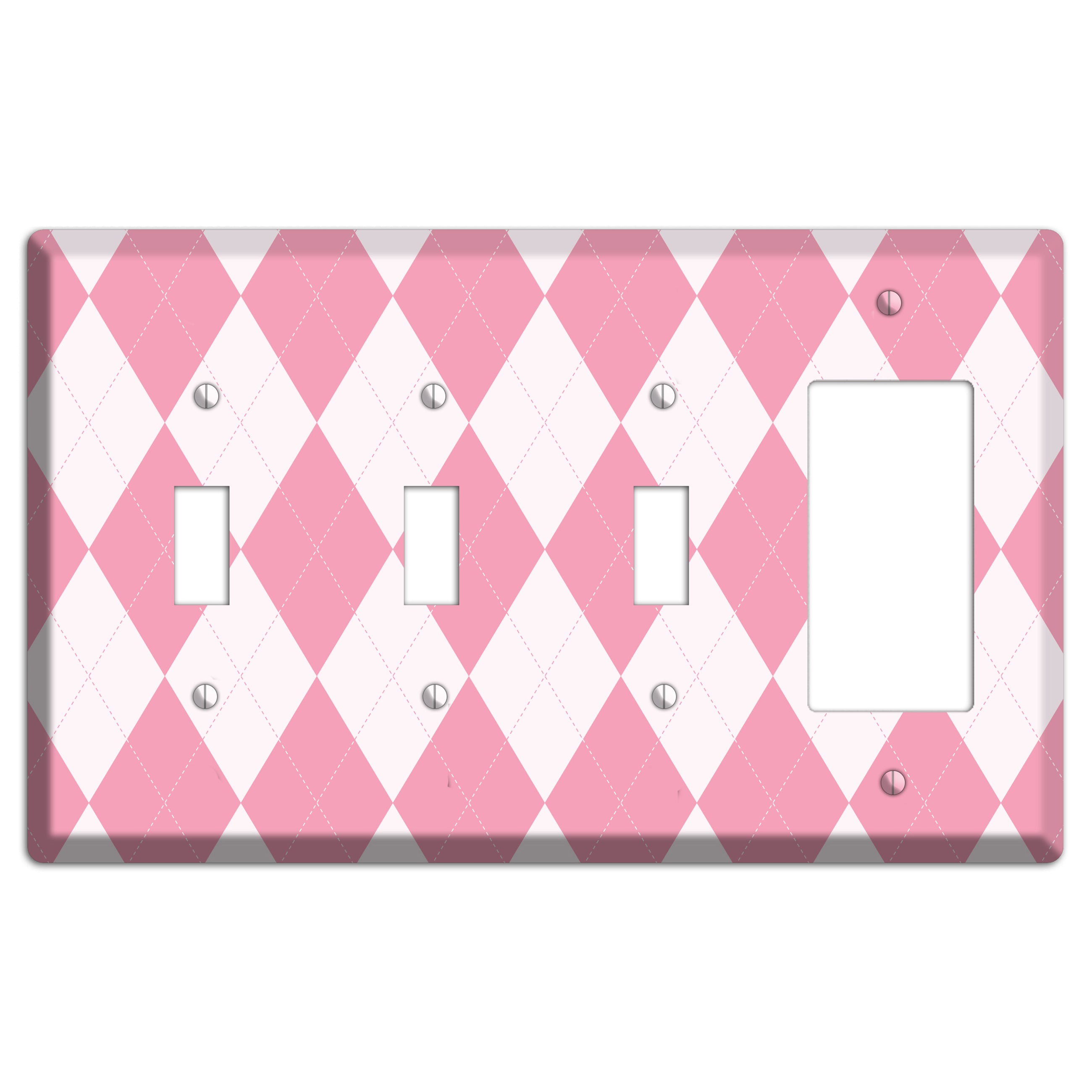 Pink Argyle 3 Toggle / Rocker Wallplate