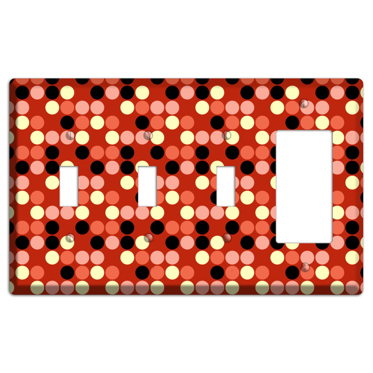 Multi Color Red Dots 3 Toggle / Rocker Wallplate