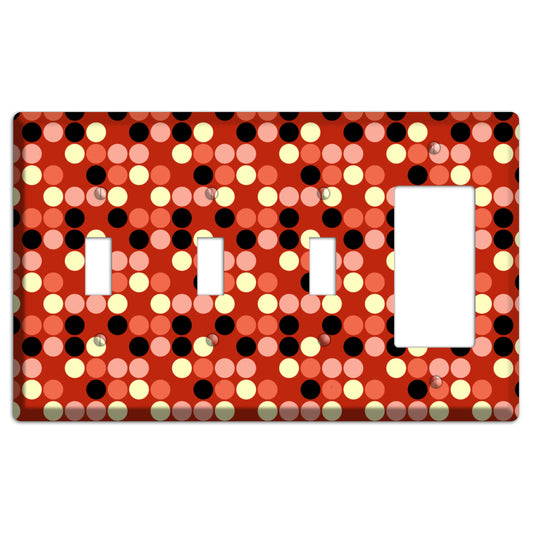 Multi Color Red Dots 3 Toggle / Rocker Wallplate