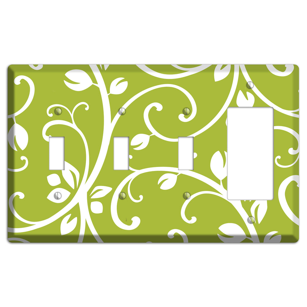 Green Bud Sprig 3 Toggle / Rocker Wallplate