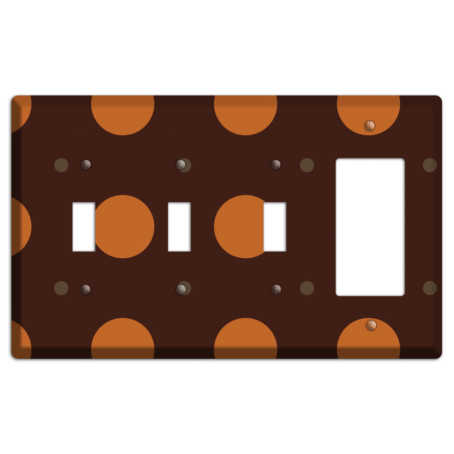 Brown with Umber and Brown Multi Tiled Medium Dots 3 Toggle / Rocker Wallplate