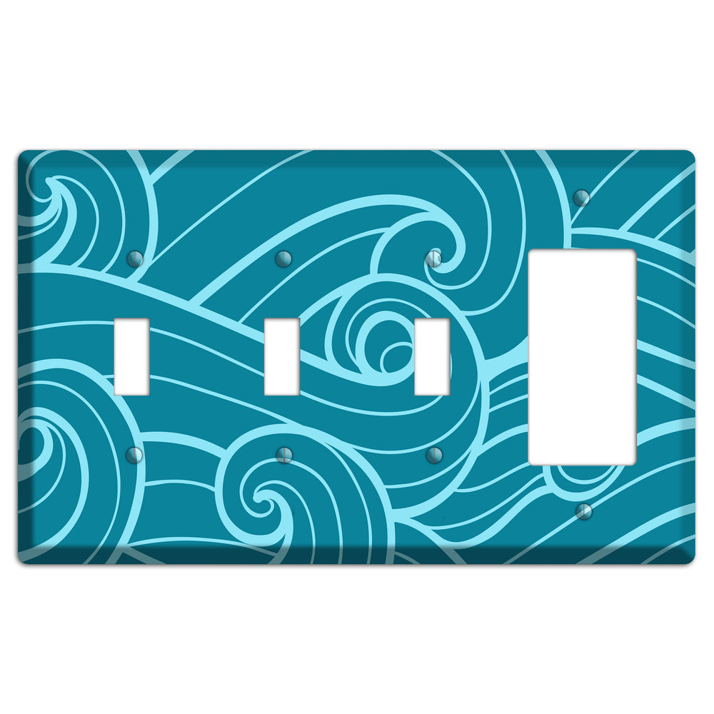 Abstract Curl Turquois 3 Toggle / Rocker Wallplate