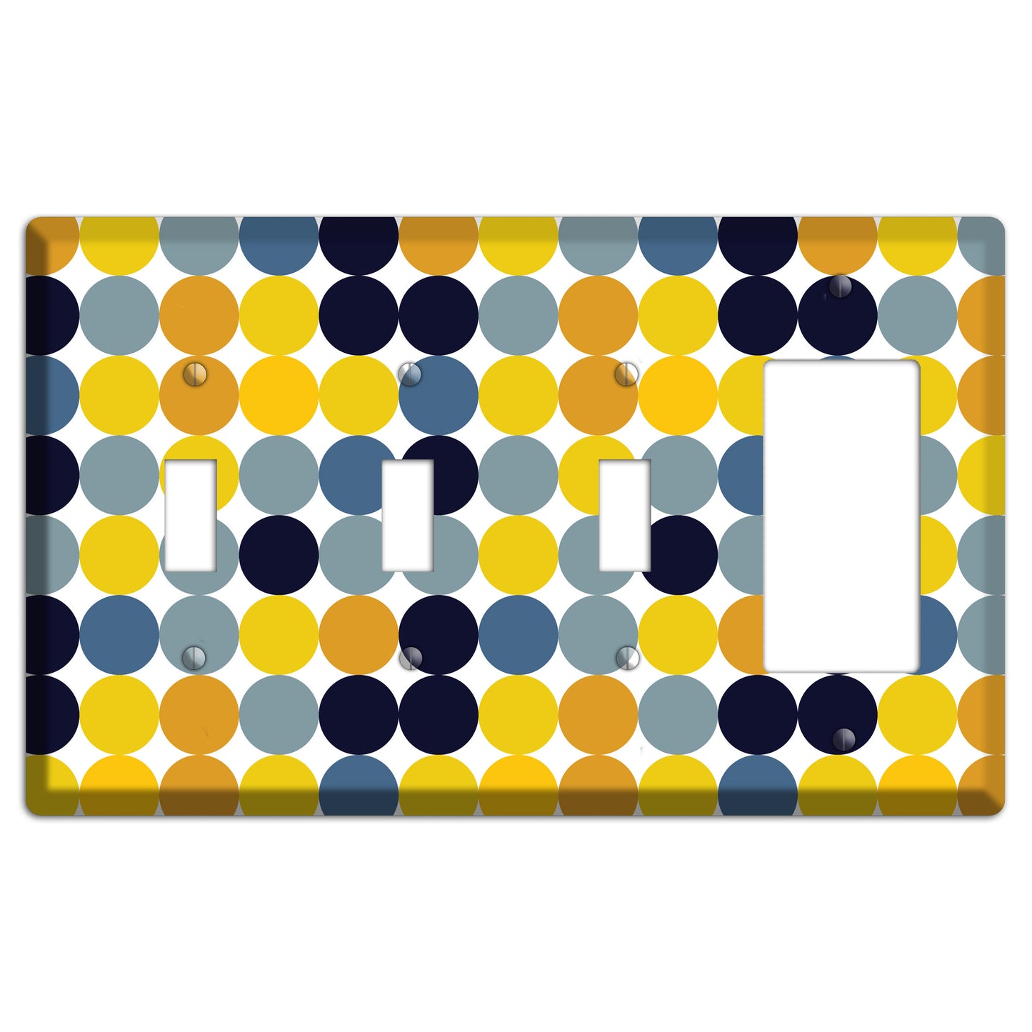 Multi Yellow and Blue Dots 3 Toggle / Rocker Wallplate