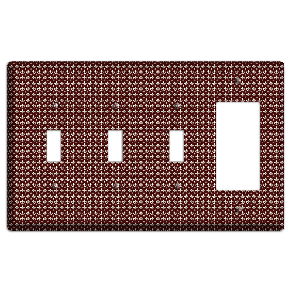 Brown Fleur de Lis 3 Toggle / Rocker Wallplate