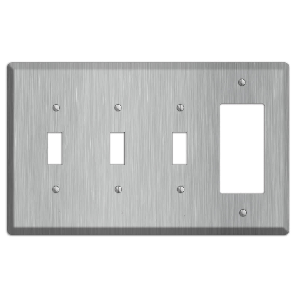 Brushed Stainless Steel 3 Toggle / Rocker Wallplate