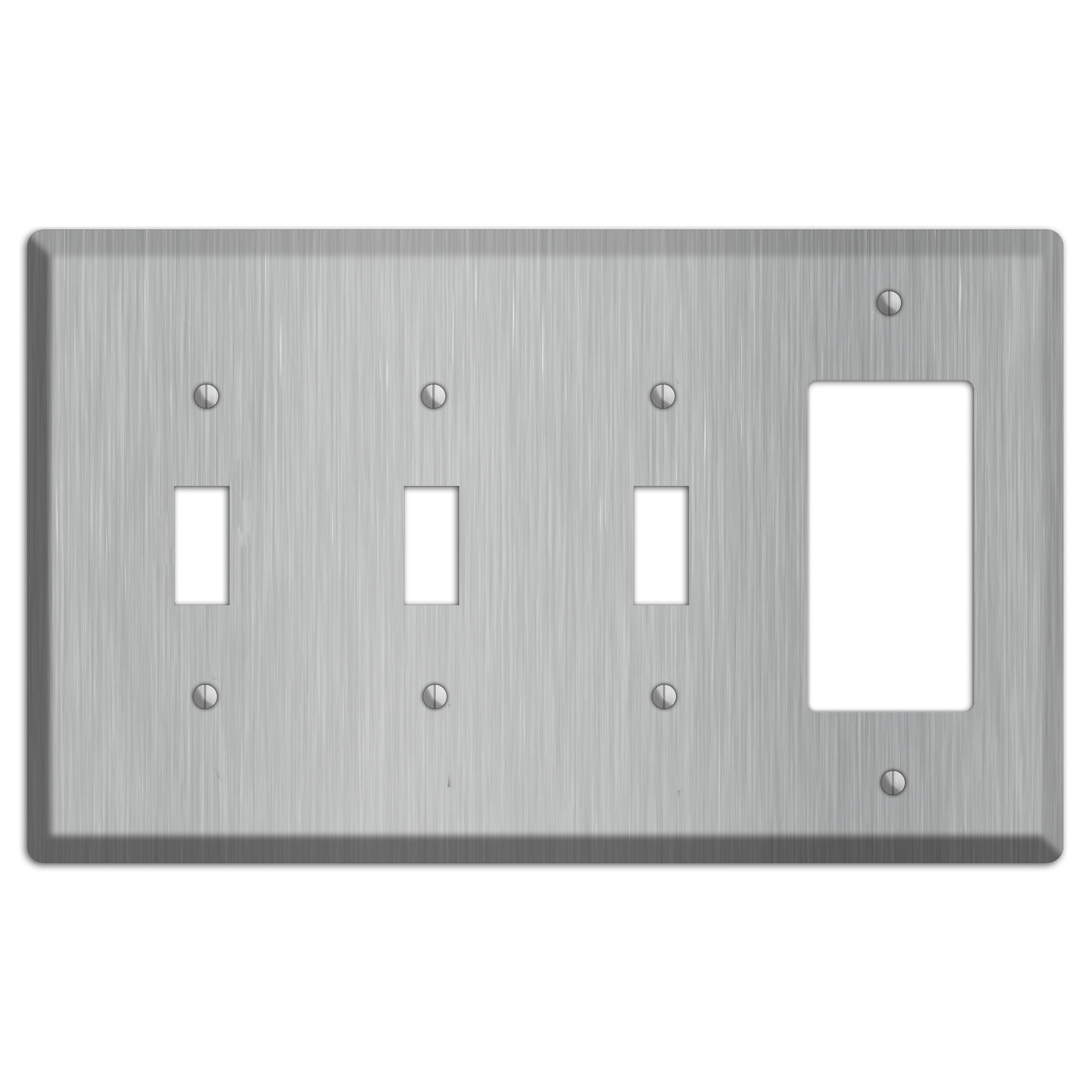 Brushed Stainless Steel 3 Toggle / Rocker Wallplate