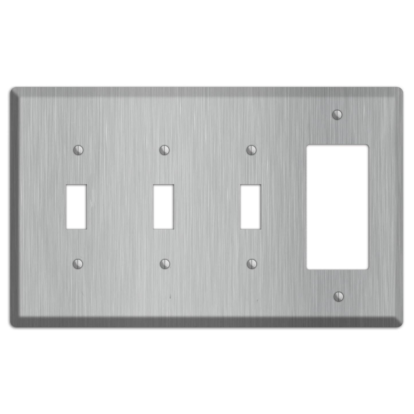 Brushed Stainless Steel 3 Toggle / Rocker Wallplate