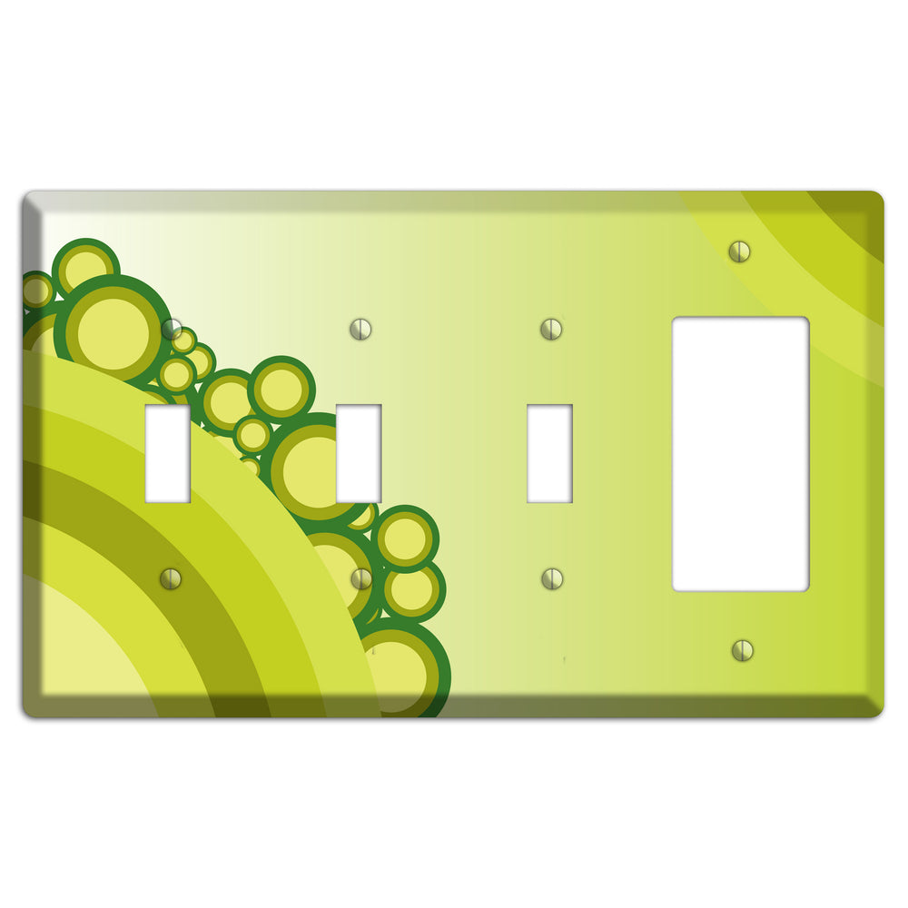 Green Rainbow Dots 3 Toggle / Rocker Wallplate