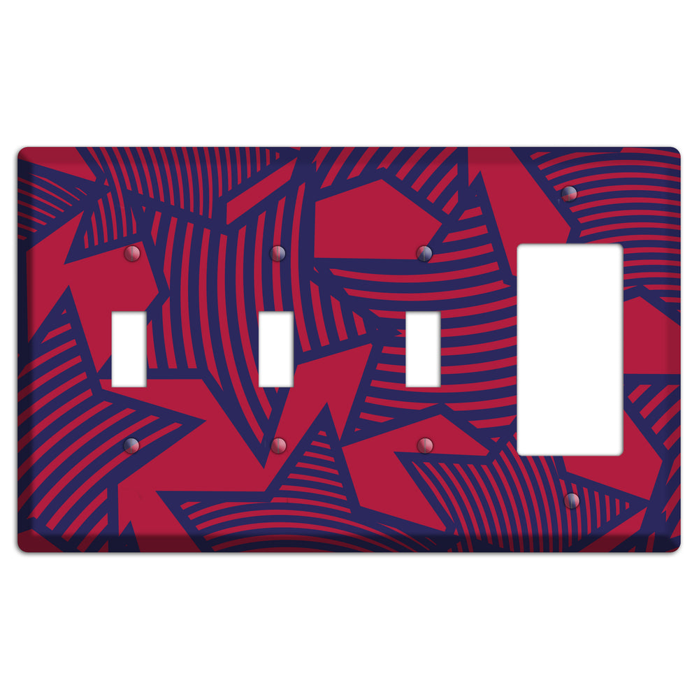 Red with Large Blue Stars 3 Toggle / Rocker Wallplate