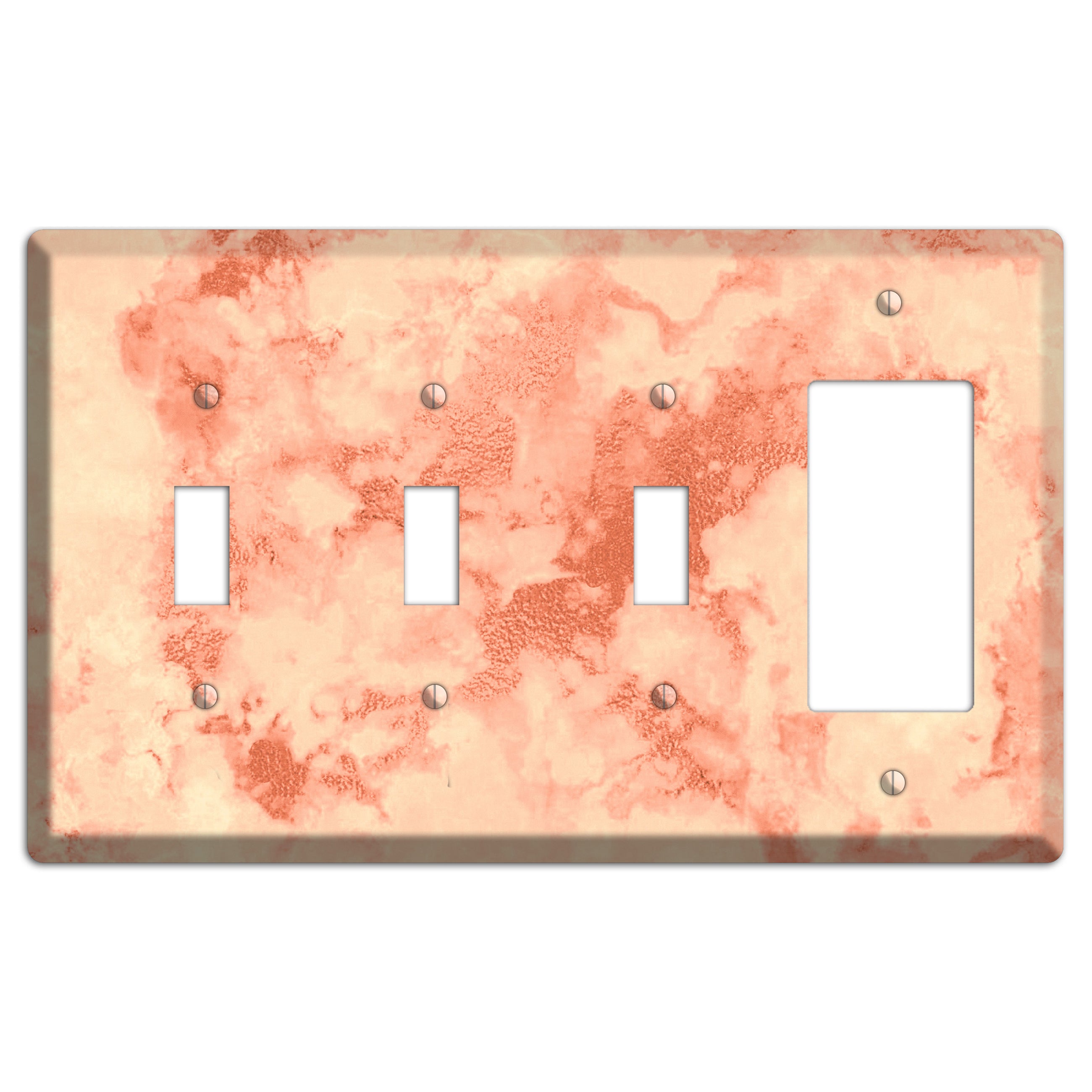 Apricot Peach Marble 3 Toggle / Rocker Wallplate