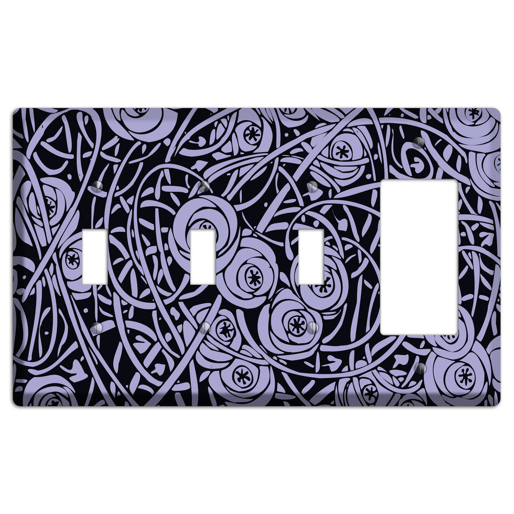 Lilac Deco Floral 3 Toggle / Rocker Wallplate