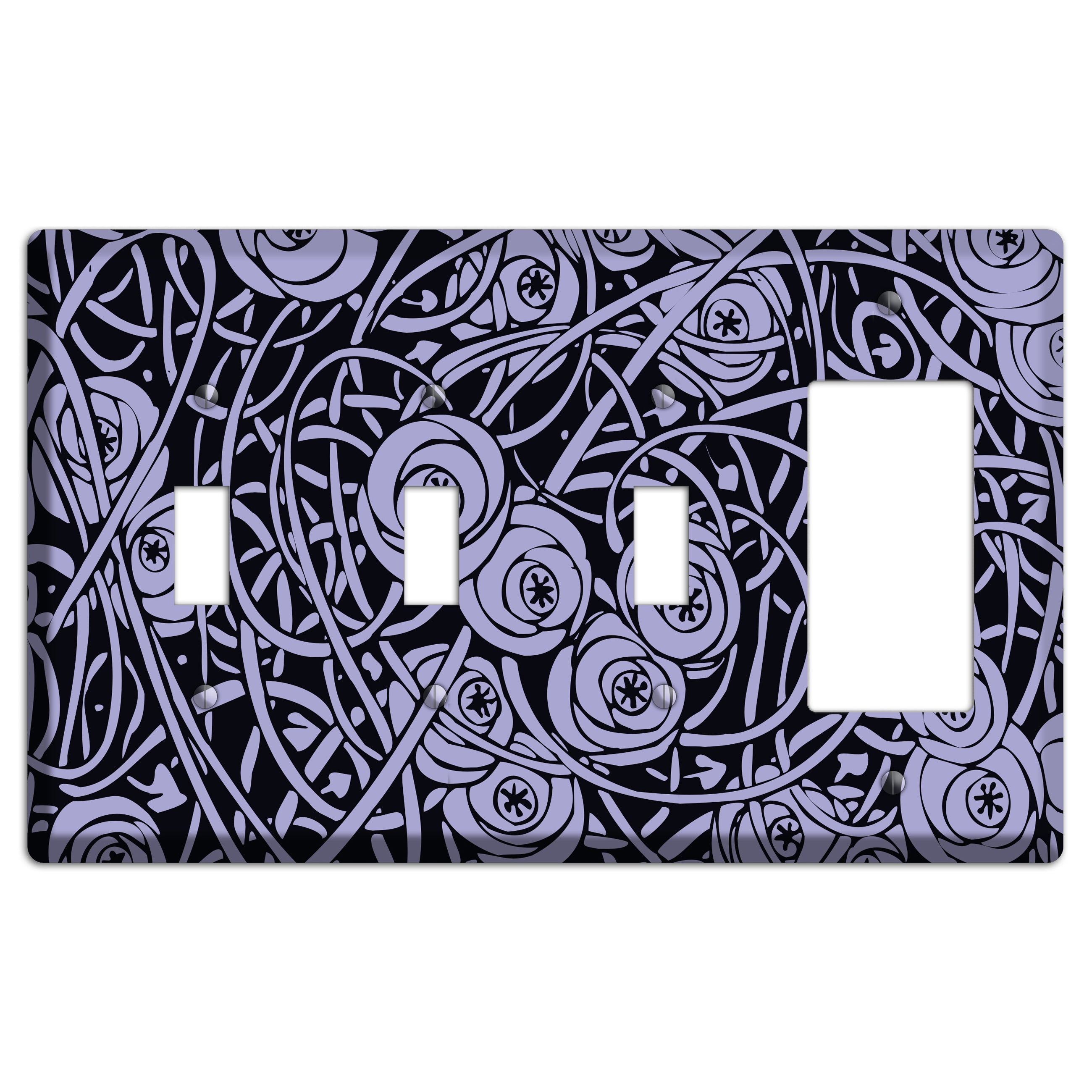 Lilac Deco Floral 3 Toggle / Rocker Wallplate