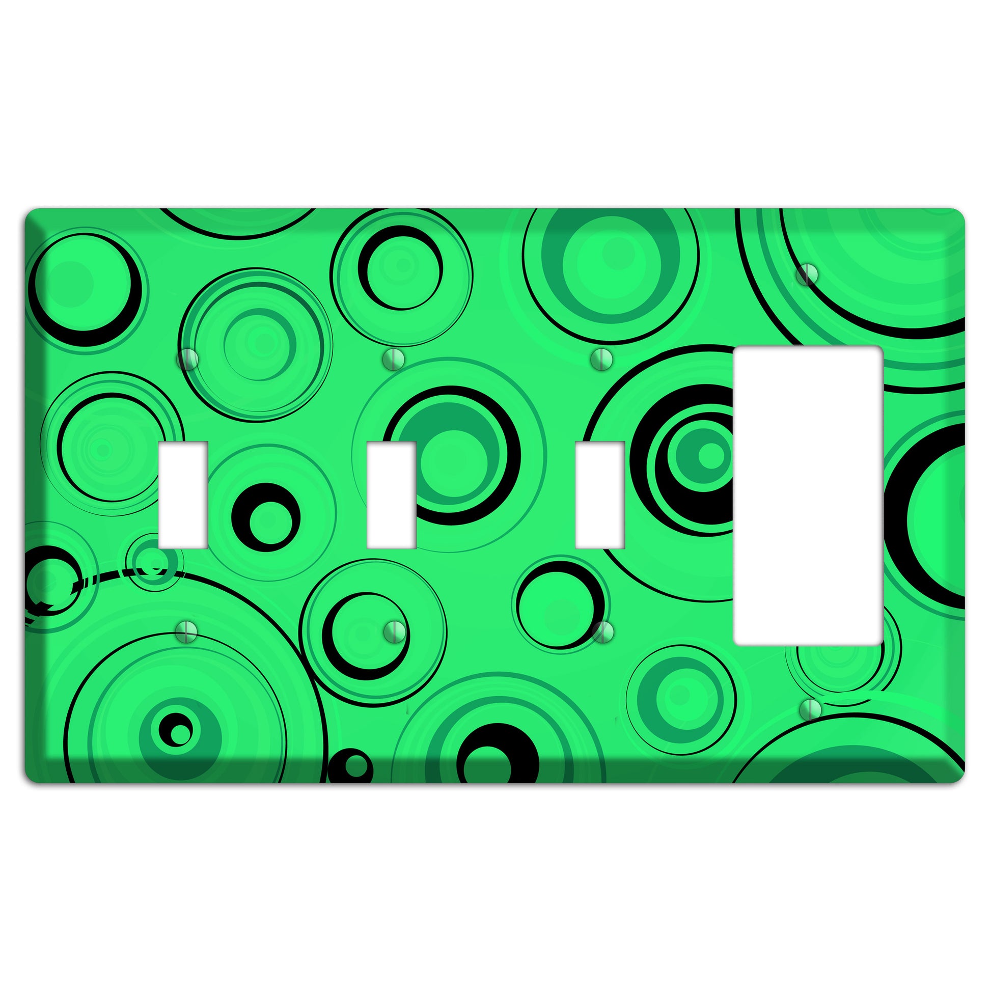 Bright Green Circles 3 Toggle / Rocker Wallplate
