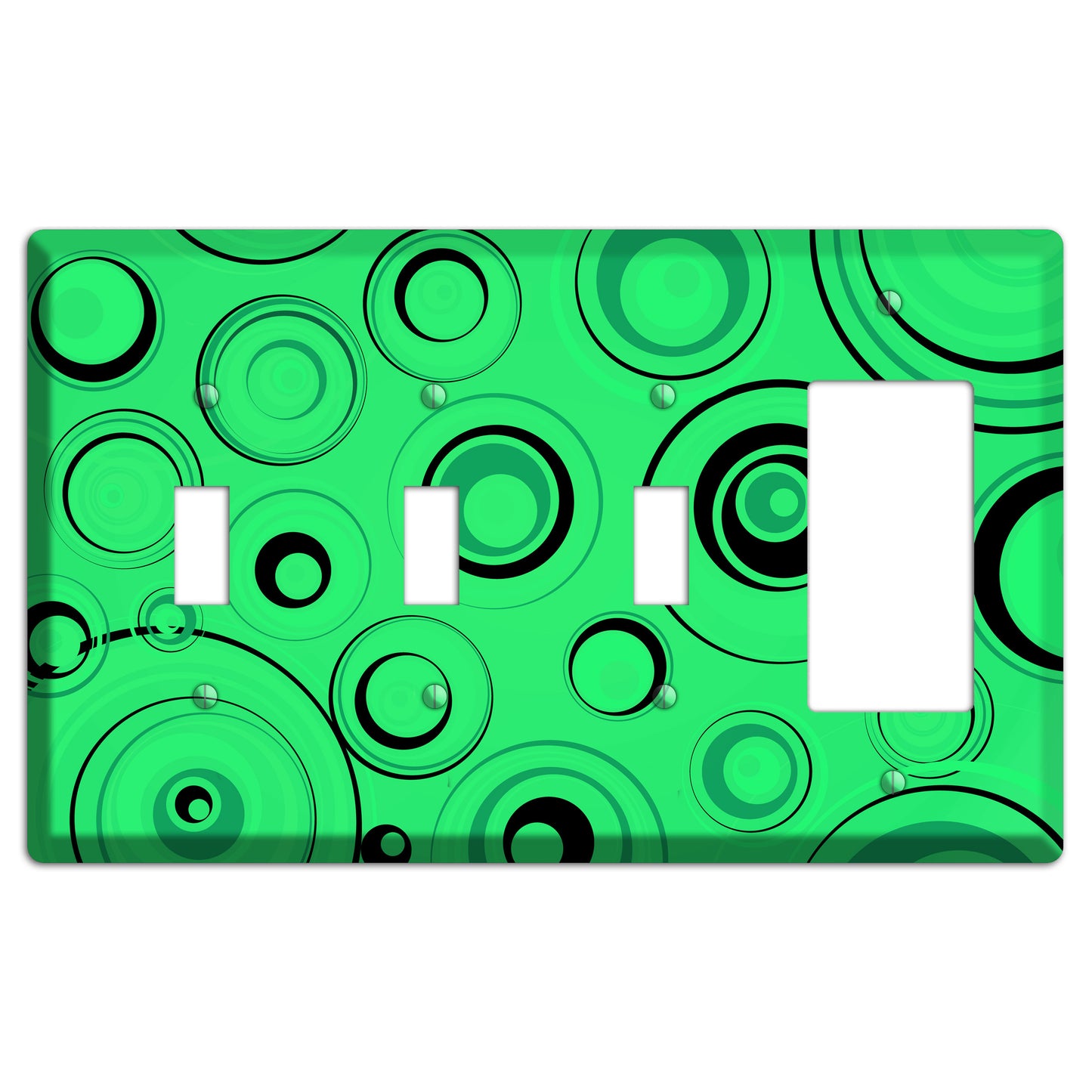 Bright Green Circles 3 Toggle / Rocker Wallplate