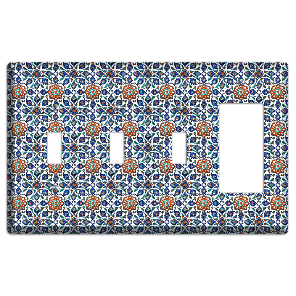 Ornate Floral Tile 3 Toggle / Rocker Wallplate