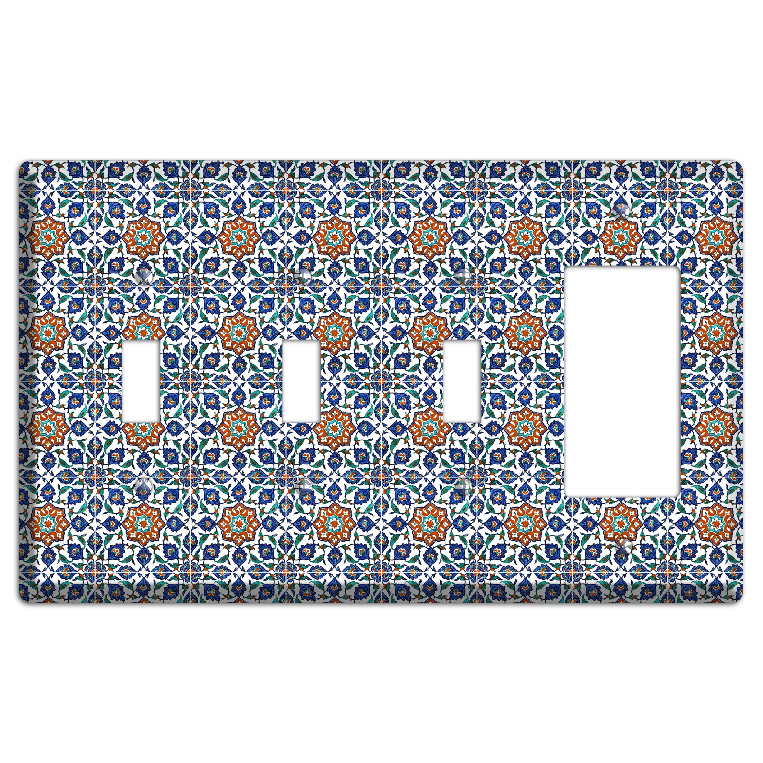 Ornate Floral Tile 3 Toggle / Rocker Wallplate