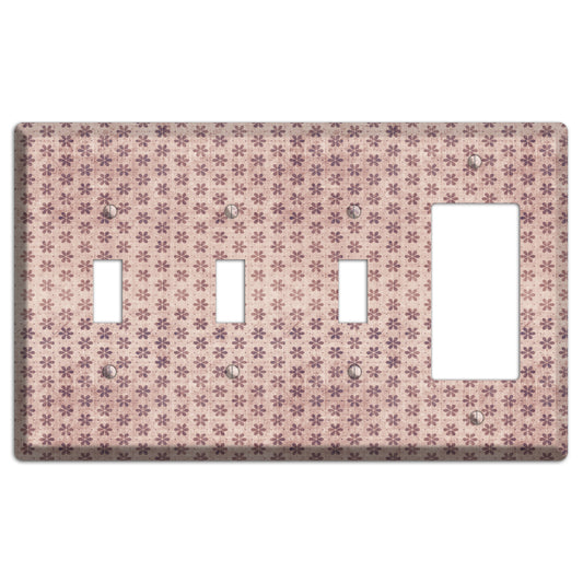 Dusty Pink Grunge Floral Contour 3 Toggle / Rocker Wallplate