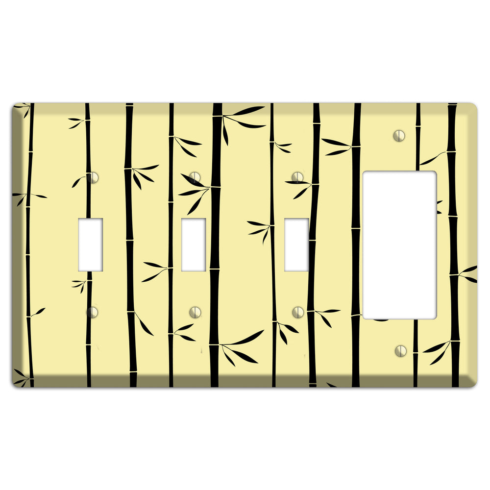 Yellow and Black Bamboo 3 Toggle / Rocker Wallplate