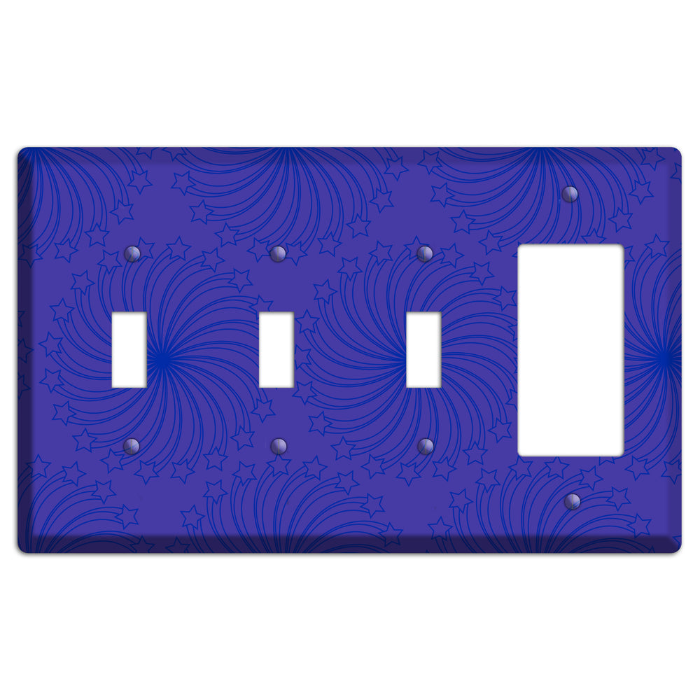 Multi Purple Star Swirl 3 Toggle / Rocker Wallplate