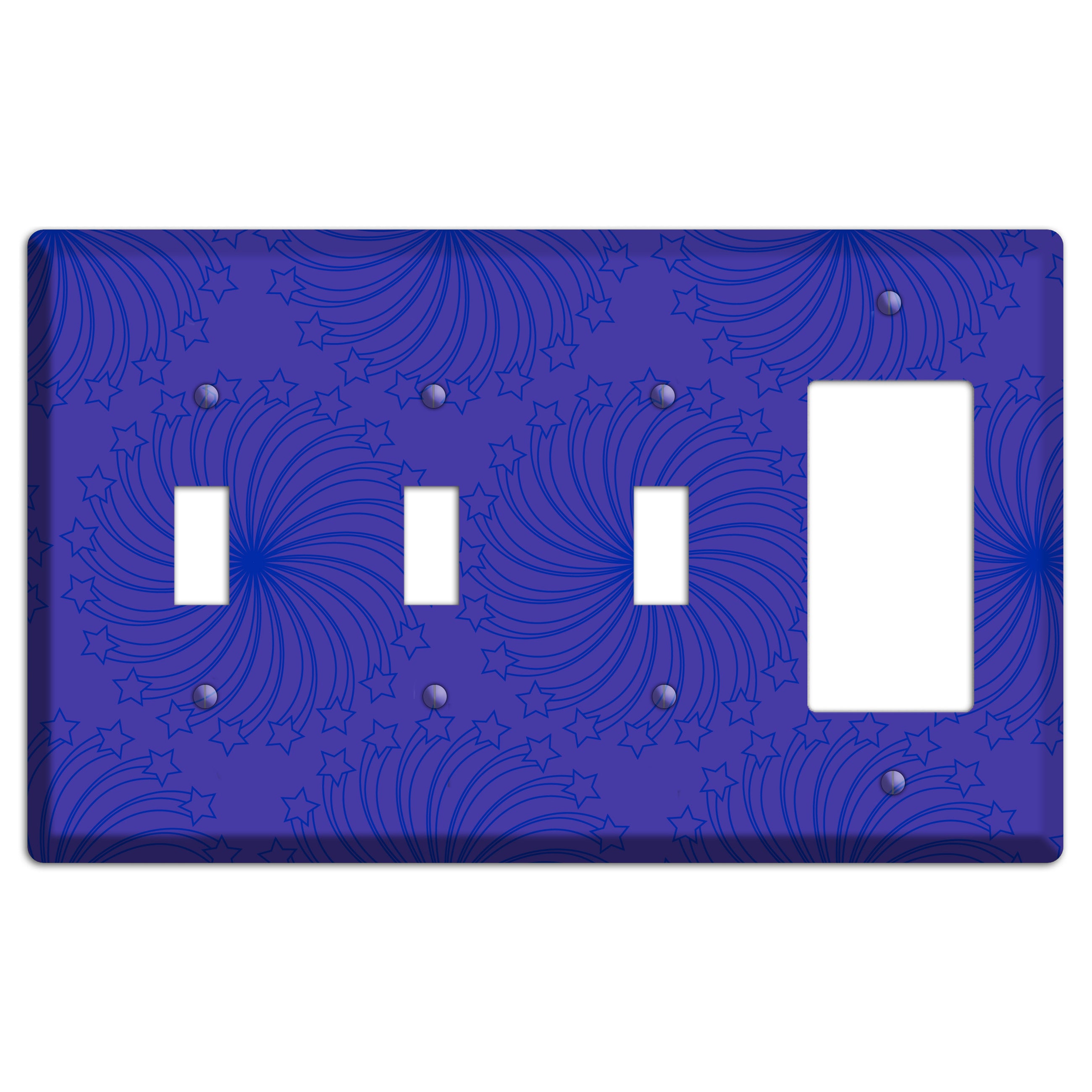 Multi Purple Star Swirl 3 Toggle / Rocker Wallplate