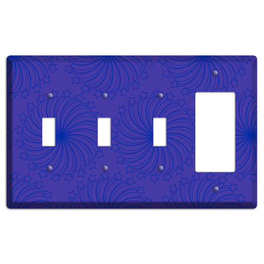 Multi Purple Star Swirl 3 Toggle / Rocker Wallplate