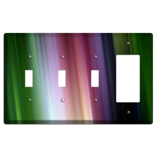 Green Lavender and Pink Ray of Light 3 Toggle / Rocker Wallplate