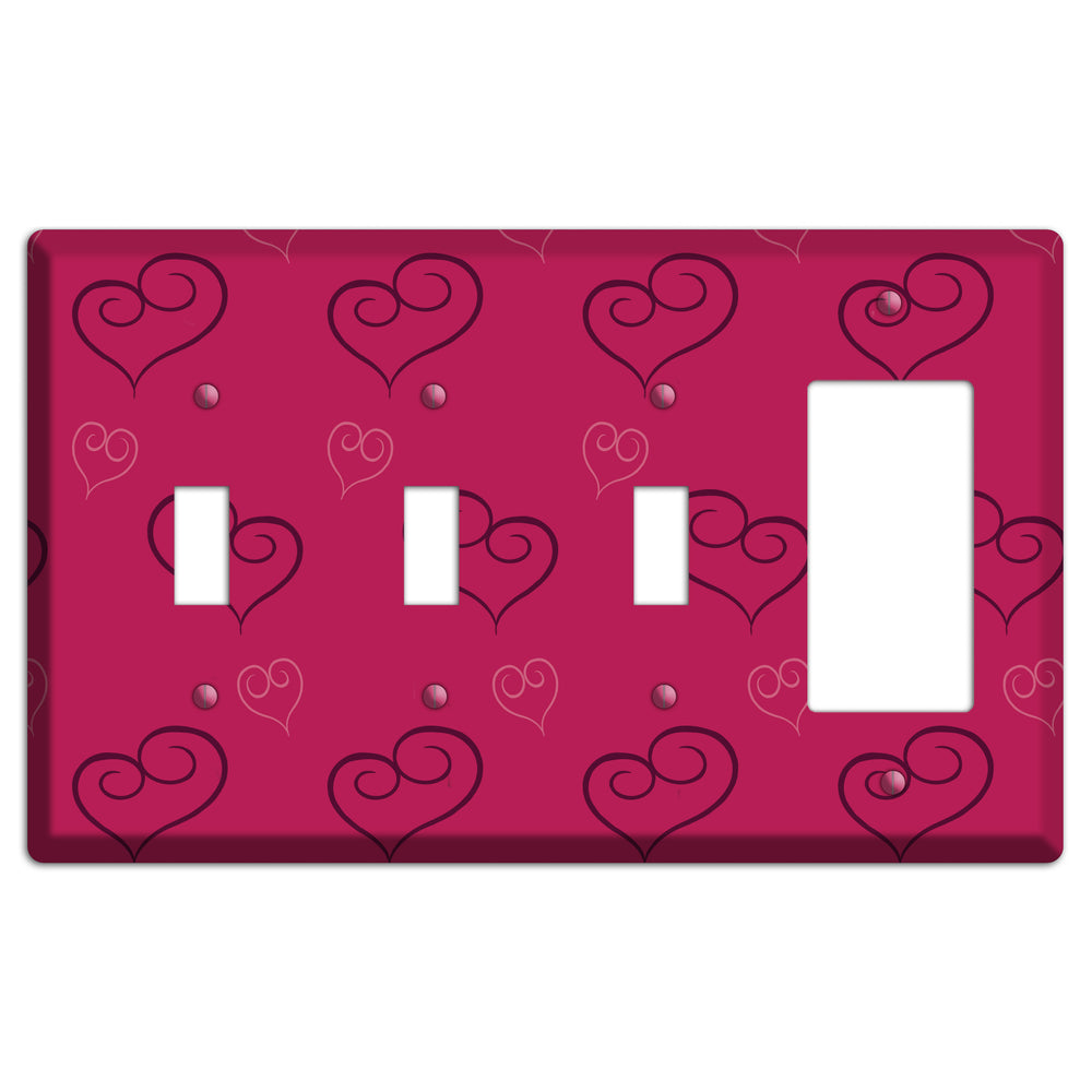 Fuschia Scroll Heart 2 3 Toggle / Rocker Wallplate