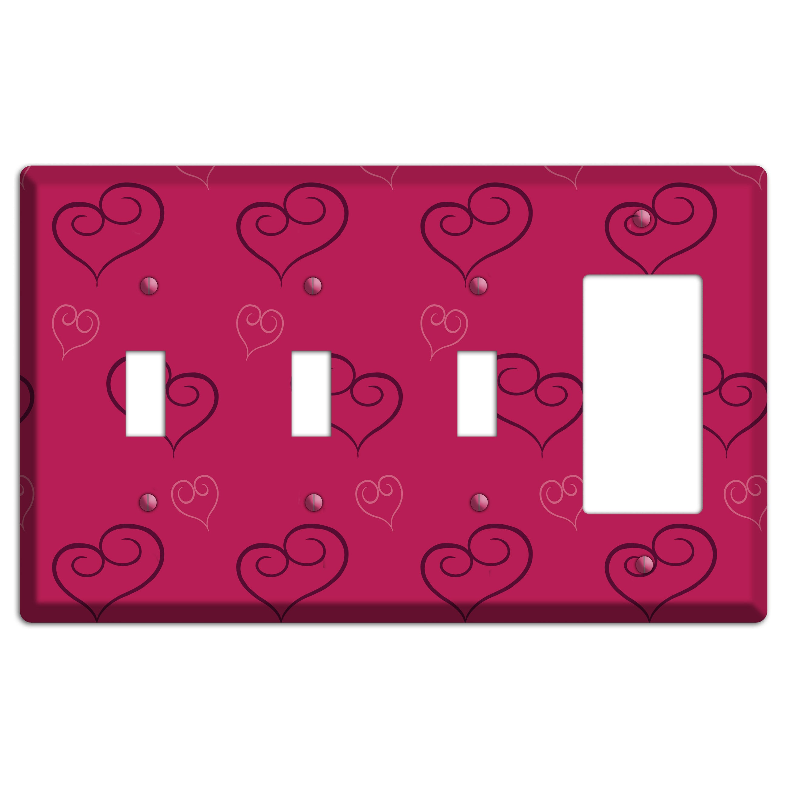 Fuschia Scroll Heart 2 3 Toggle / Rocker Wallplate