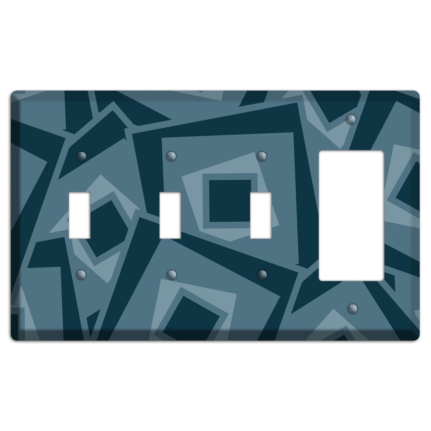 Blue-grey Retro Cubist 3 Toggle / Rocker Wallplate