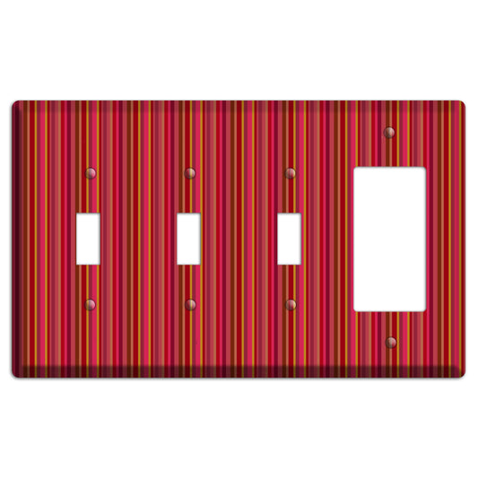 Multi Red Vertical Stripes 2 3 Toggle / Rocker Wallplate