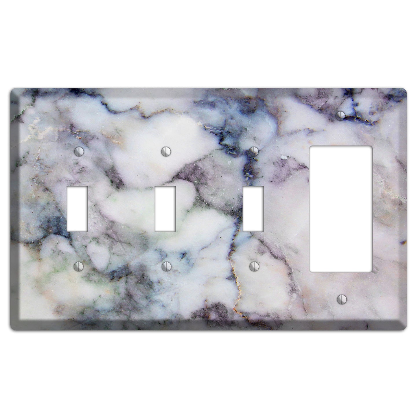 Bermuda Gray Marble 3 Toggle / Rocker Wallplate