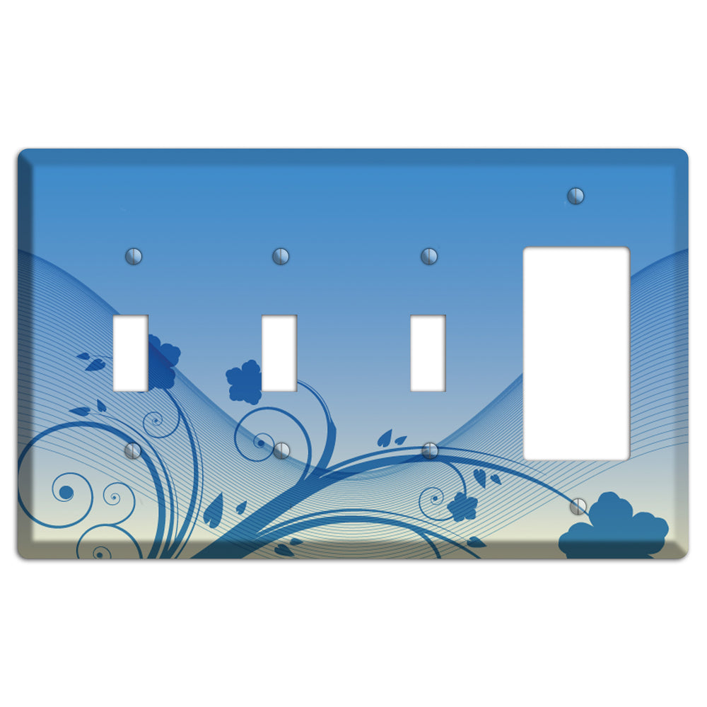 Blue Swirls 3 Toggle / Rocker Wallplate