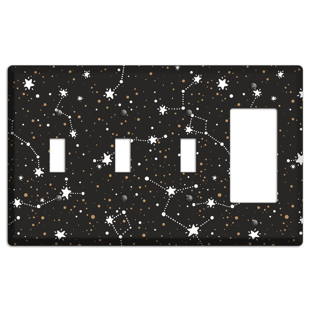 Constellations Black 3 Toggle / Rocker Wallplate
