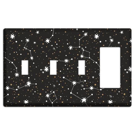 Constellations Black 3 Toggle / Rocker Wallplate
