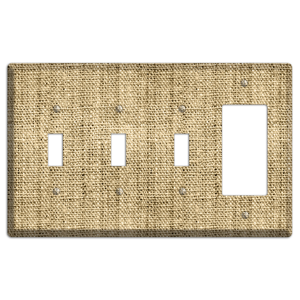 Indian Khaki Burlap 3 Toggle / Rocker Wallplate