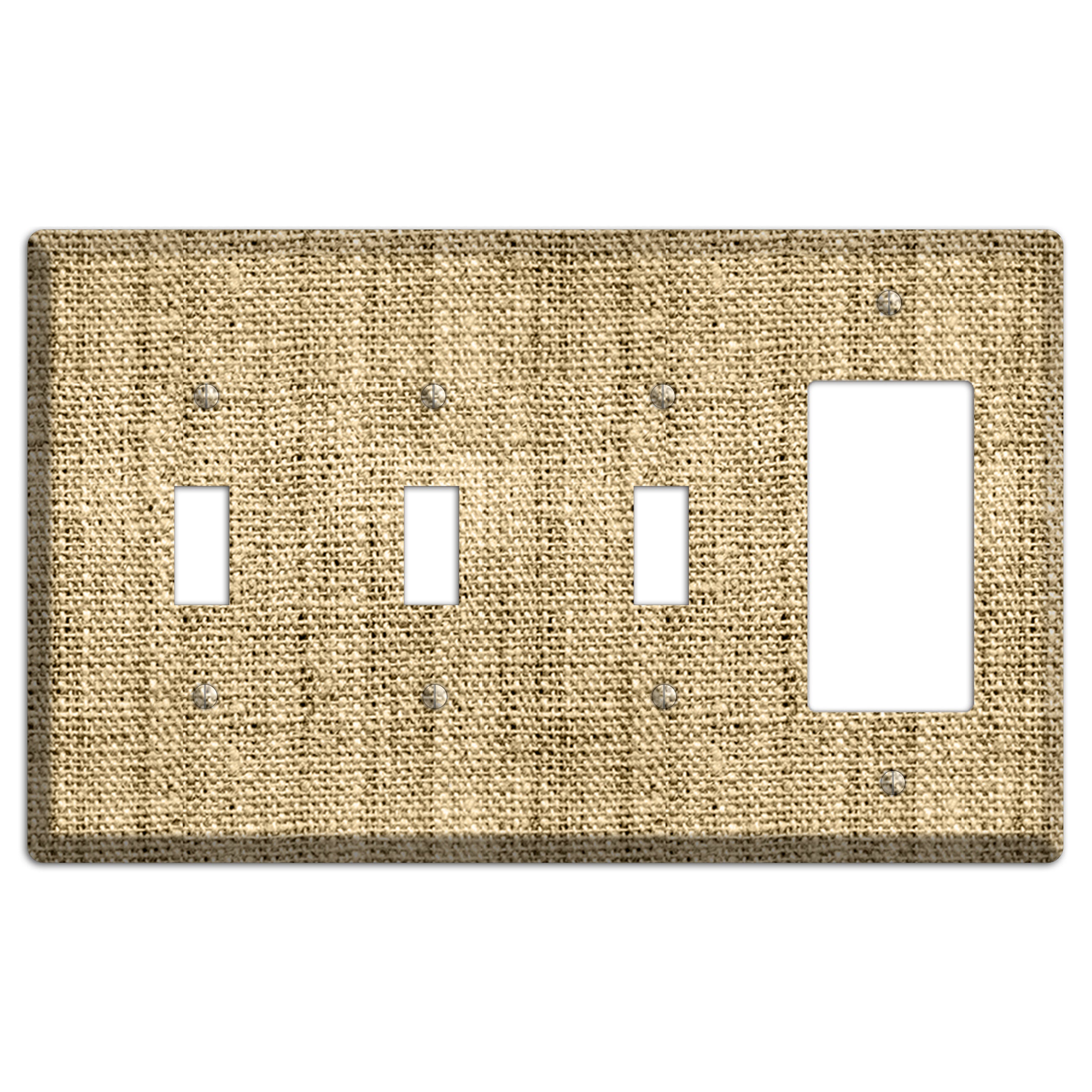Indian Khaki Burlap 3 Toggle / Rocker Wallplate